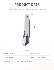 Нож канцелярский Deli E2057 шир.лез.18мм сталь серый/черный блистер