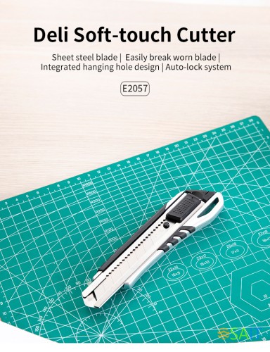 Нож канцелярский Deli E2057 шир.лез.18мм сталь серый/черный блистер