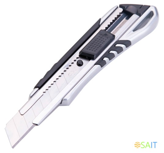 Нож канцелярский Deli E2057 шир.лез.18мм сталь серый/черный блистер