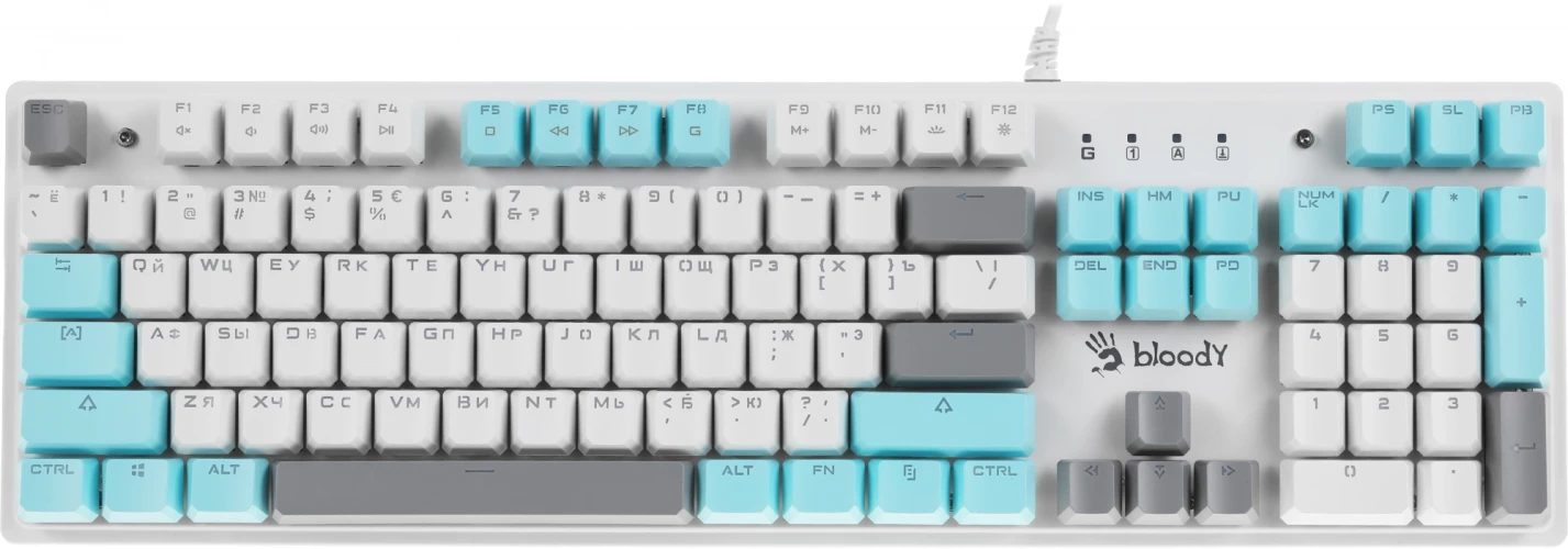 Клавиатура A4Tech Bloody S515R механическая белый USB for gamer LED (подставка для запястий) (S515R ICY WHITE)