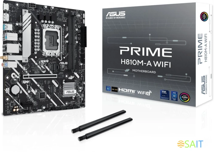 Материнская плата Asus PRIME H810M-A WIFI Soc-1851 Intel H810 2xDDR5 mATX AC`97 8ch(7.1) GbLAN RAID+HDMI+DP