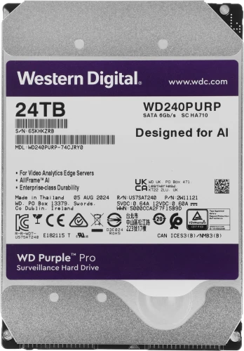Жесткий диск WD SATA-III 24TB WD240PURP Surveillance Purple Pro (7200rpm) 512Mb 3.5"
