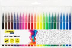 Фломастеры Silwerhof Color 9мм 145мм круг. пулевидный пиш. наконечник Вентилируемый 24цв. пакет с европодвесом