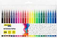 Фломастеры Silwerhof Color 9мм 145мм круг. пулевидный пиш. наконечник Вентилируемый 24цв. пакет с европодвесом