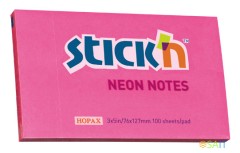 Блок самоклеящийся бумажный Stick`n 21169 76x127мм 100лист. 70г/м2 неон малиновый