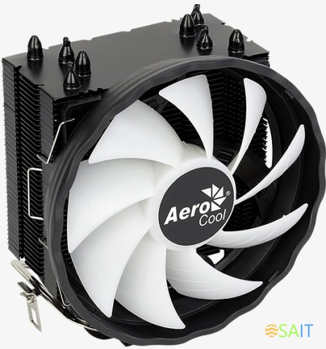 Устройство охлаждения(кулер) Aerocool Rave 4 ARGB Soc-AM5/AM4/1200/1700/1851 черный/белый 4-pin 18-27dB Al+Cu 130W 570gr Ret (RAVE 4 ARGB PWM 4P)