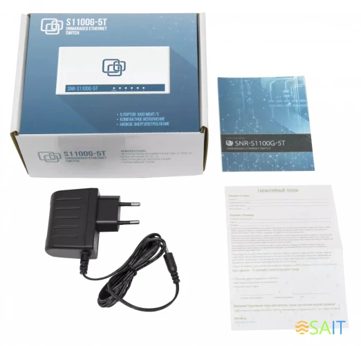 Коммутатор SNR SNR-S1100G-5T (L2) 5x1Гбит/с неуправляемый