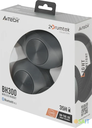 Наушники мониторные A4Tech 2Drumtek BH300 1м черный беспроводные bluetooth оголовье (BH300 ASH GREY)