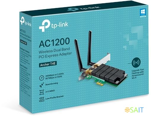 Сетевой адаптер Wi-Fi TP-Link Archer T4E AC1200 PCI Express (ант.внеш.съем) 2ант.