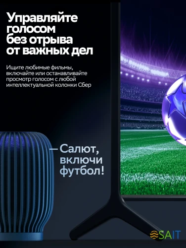 Телевизор LED Sber 32" SDX-32H3113 Салют ТВ Frameless черный HD 60Hz DVB-T DVB-T2 DVB-C DVB-S DVB-S2 USB WiFi Smart TV