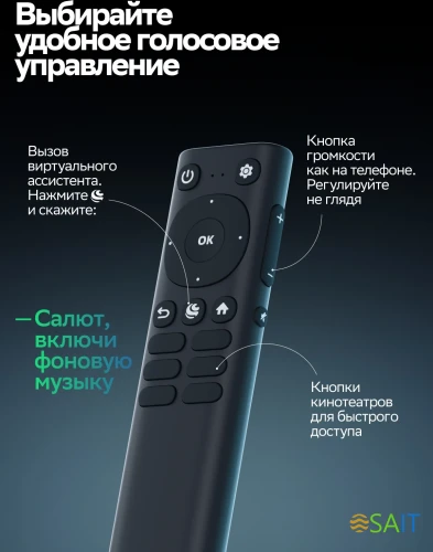 Телевизор LED Sber 32" SDX-32H3113 Салют ТВ Frameless черный HD 60Hz DVB-T DVB-T2 DVB-C DVB-S DVB-S2 USB WiFi Smart TV