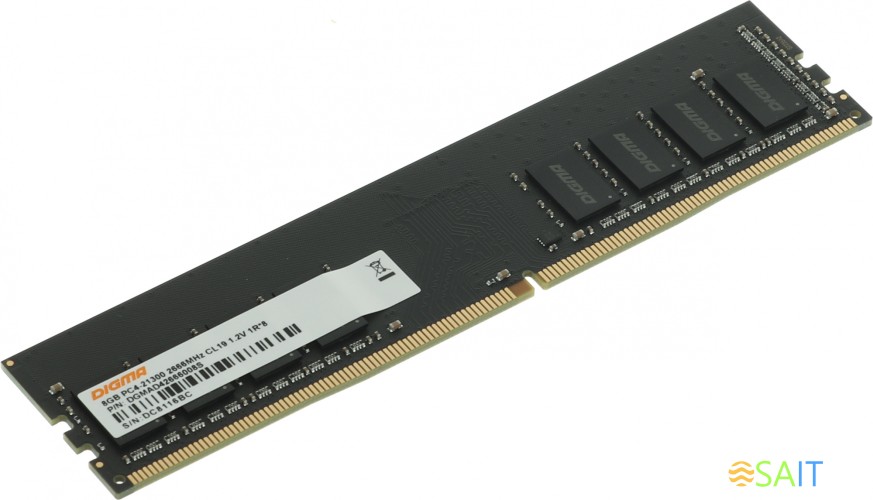 Память DDR4 8Gb 2666MHz Digma DGMAD42666008S RTL PC4-21300 CL19 DIMM 288-pin 1.2В single rank Ret