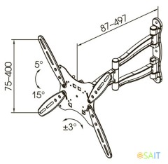 Кронштейн для телевизора Kromax TECHNO-5 серый 15"-55" макс.35кг настенный поворот и наклон