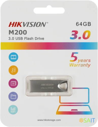 Флеш Диск Hikvision 64GB M200 HS-USB-M200/64G/U3 USB3.0 серебристый