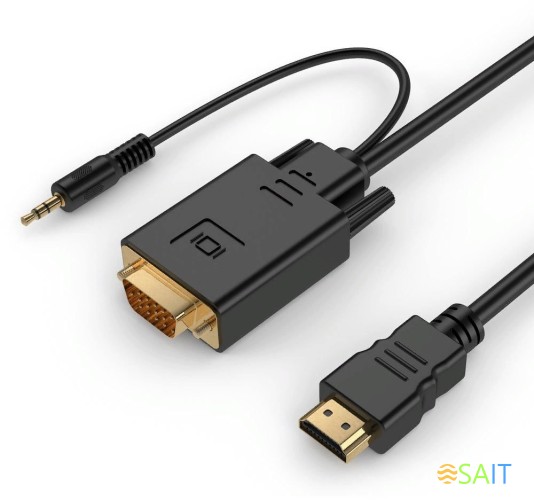Кабель-переходник аудио-видео Premier 5-983AU HDMI (m)/VGA (m) 1.8м. черный (5-983AU 1.8)