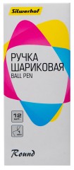 Ручка шариков. Silwerhof Round d=1мм син. черн. одноразовая ручка линия 0.7мм кругл. прозр.корпус