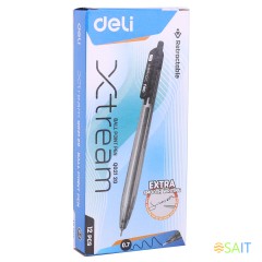 Набор ручек шариков. автоматическая Deli X-tream (EQ02120-P) черн d=0.7мм черн. черн. кор.карт. (12шт) сменный стержень
