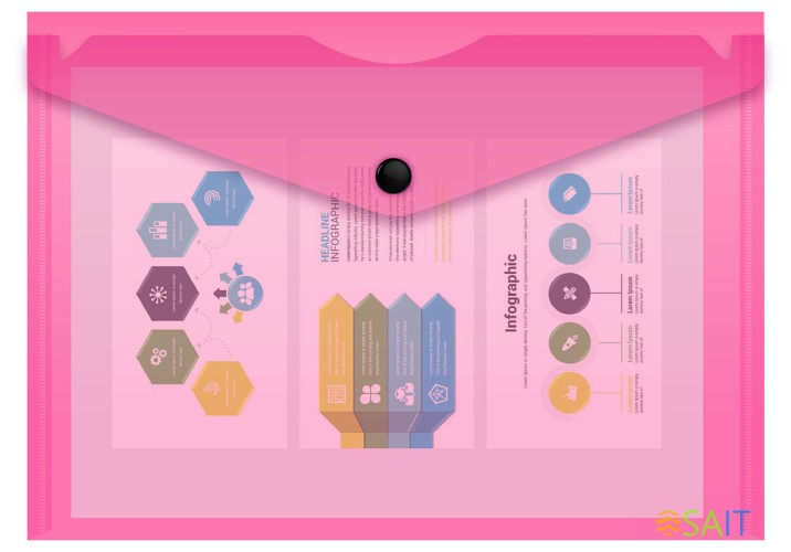 Конверт на кнопке Бюрократ Double Neon DNEPK804A5PINK A5 гориз. пластик 0.15мм розовый