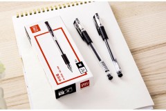 Ручка гелев. Deli 6688-BK прозрачный/черный черн. черн. линия 0.7мм резин. манжета