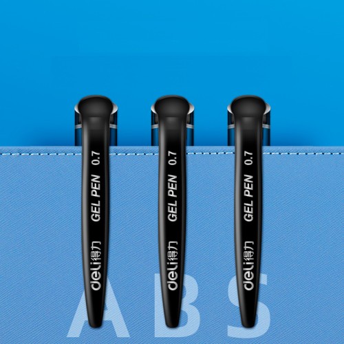 Ручка гелев. Deli 6688-BK прозрачный/черный черн. черн. линия 0.7мм резин. манжета