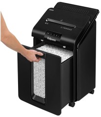 Шредер Fellowes® AutoMax® 100M, минирезка DIN P-4, 4х10 мм, автоподача 100 лст., 23 лтр., автореверc, шт Fellowes AutoMax 100M