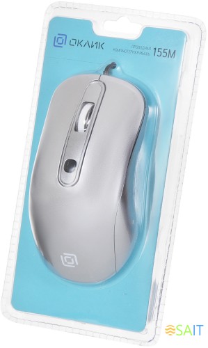 Мышь Оклик 155M серебристый оптическая 1600dpi USB 4but (337117)