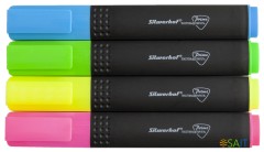 Набор текстовыделителей Silwerhof Prime+ скошенный пиш. наконечник 1-4мм 4цв. ассорти пакет с европодвесом (4шт.)