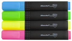 Набор текстовыделителей Silwerhof Prime+ скошенный пиш. наконечник 1-4мм 4цв. ассорти пакет с европодвесом (4шт.)