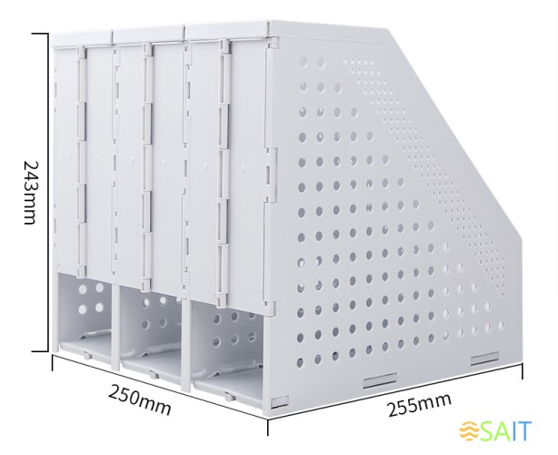 Лоток вертикальный Deli 78995LT-GREY 3отд. складной для бумаг A4 250х256х243мм серый пластик