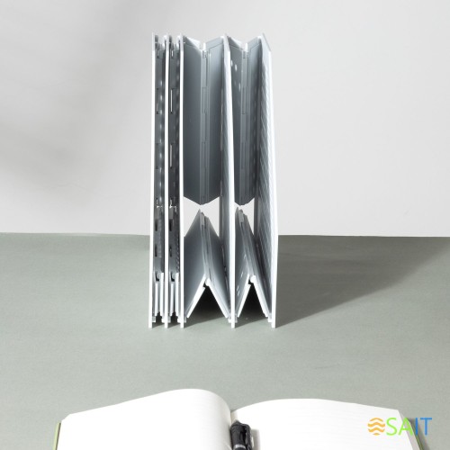 Лоток вертикальный Deli 78995LT-GREY 3отд. складной для бумаг A4 250х256х243мм серый пластик