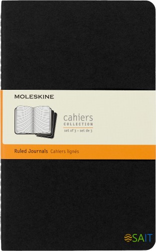 Блокнот Moleskine CAHIER JOURNAL QP316 Large 130х210мм обложка картон 80стр. линейка черный (3шт)