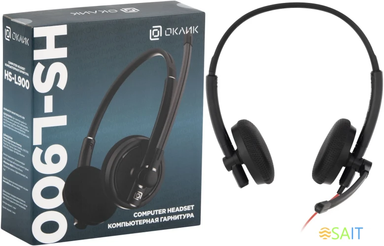 Наушники с микрофоном Оклик HS-L900 черный 2.8м накладные оголовье (1532022)