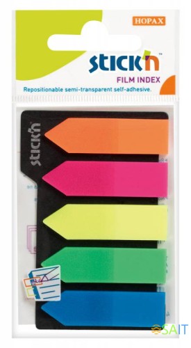 Закладки самокл. индексы пластиковые Stick`n 21143 12x42мм 5цв.в упак. 25лист стрелки европодвес