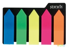 Закладки самокл. индексы пластиковые Stick`n 21143 12x42мм 5цв.в упак. 25лист стрелки европодвес