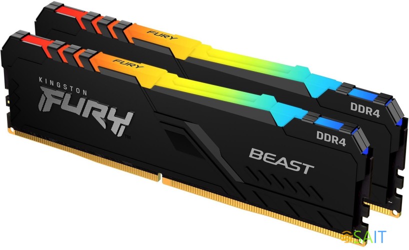 Память DDR5 2x32GB 5200MHz Kingston KF552C40BBAK2-64 Fury Beast RGB RTL Gaming PC5-41600 CL40 DIMM 288-pin 1.25В kit single rank с радиатором Ret