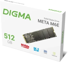 Накопитель SSD Digma PCIe 4.0 x4 512GB DGSM4512GM6ET Meta M6E M.2 2280