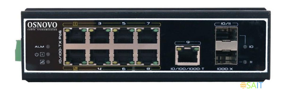 Коммутатор Osnovo SW-60812/I 8x100Мбит/с 1x1Гбит/с 2SFP 6PoE++ 300W