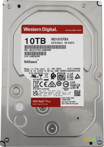 Жесткий диск WD SATA-III 10Tb WD101EFBX NAS Red Plus (7200rpm) 256Mb 3.5"
