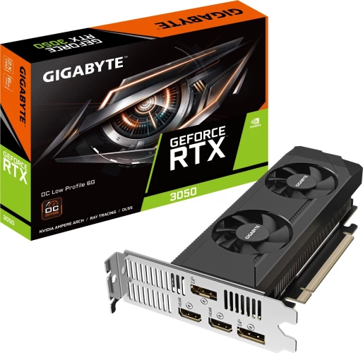 Видеокарта Gigabyte PCI-E 4.0 GV-N3050OC-6GL NVIDIA GeForce RTX 3050 6Gb 96bit GDDR6 1477/14000 HDMIx2 DPx2 HDCP Ret low profile