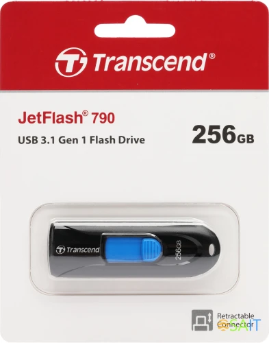 Флеш Диск Transcend 256Gb Jetflash 790 TS256GJF790K USB3.0 черный/синий