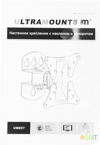 Кронштейн для телевизора Ultramounts UM857 черный 12"-27" макс.30кг настенный поворот и наклон