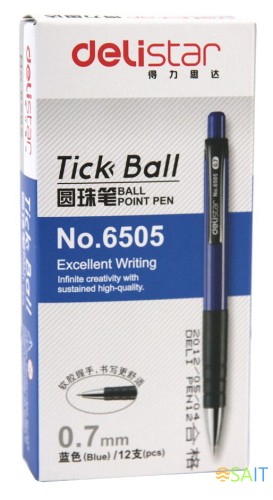 Ручка шариков. Deli 6505 прозрачный d=0.7мм син. черн.