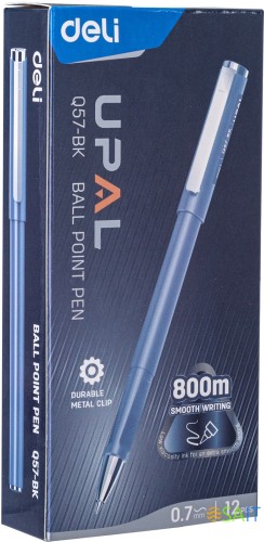 Набор ручек шариков. Deli Upal (EQ57-BK-P) черн. черн. кор.карт. (12шт) линия 0.7мм