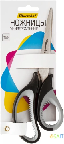 Ножницы Silwerhof Mode универсальные 165мм ручки с резиновой вставкой черный