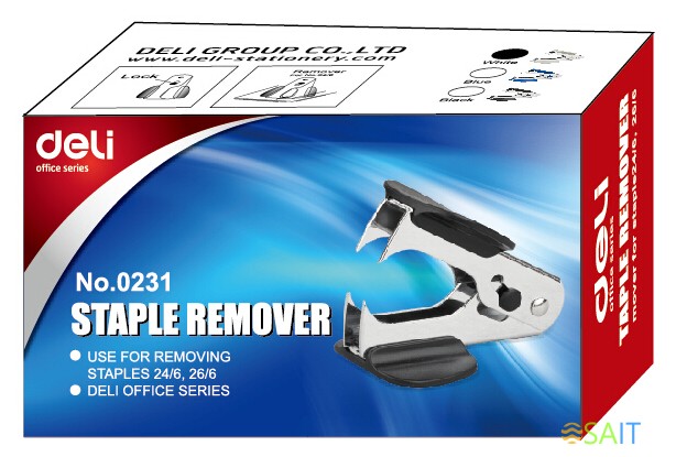 Антистеплер Deli E0231 24/6 26/6 ассорти металл/пластик коробка