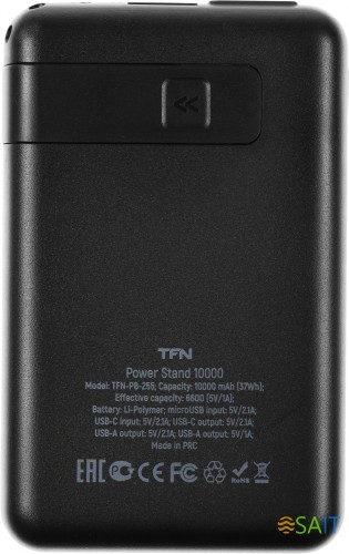 Мобильный аккумулятор TFN Power Stand 10 10000mAh PD 10.5W 2.1A 2xUSB-A/USB-C черный (TFN-PB-255-BK)