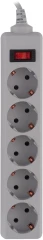 Сетевой фильтр Buro 500SL-1.5-G 1.5м (5 розеток) серый (пакет ПЭ)