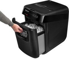 Шредер Fellowes® AutoMax® 150C, автоподача, DIN P-4, 4х38мм, 150лст. авто, 8 ручн., 32 лтр., авторев, шт Fellowes AutoMax 150C