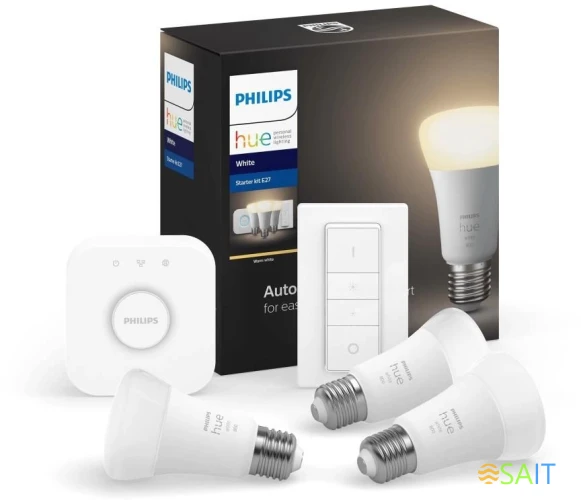 Умная лампа Philips Hue Starter Kit E27 9Вт 806lm (упак.:3шт) (929001821620)