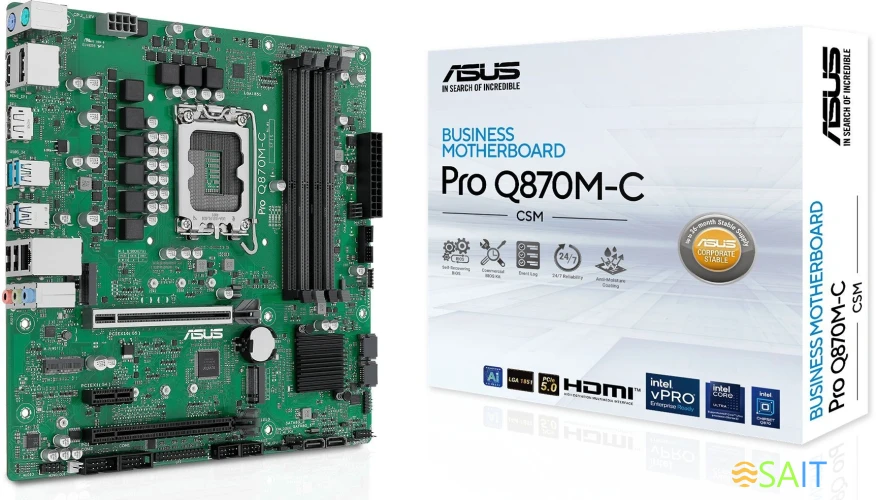 Материнская плата Asus PRO Q870M-C-CSM Soc-1851 Intel Q870 4xDDR5 mATX AC`97 8ch(7.1) GbLAN RAID+HDMI+DP
